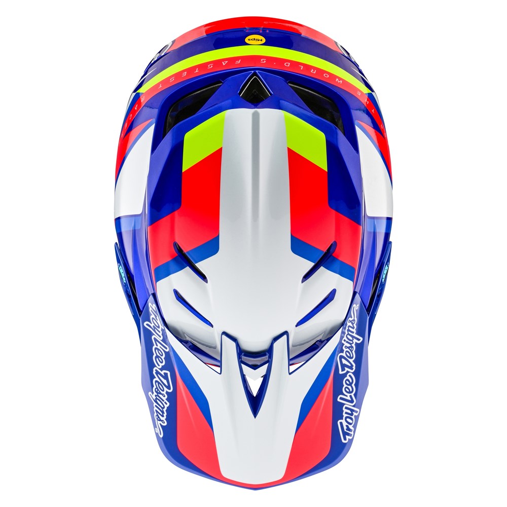 Troy Lee Designs D4 Composite Mips Helmet (2024) - Omega White/Blue | Buy now at Australia's #1 BMX shop