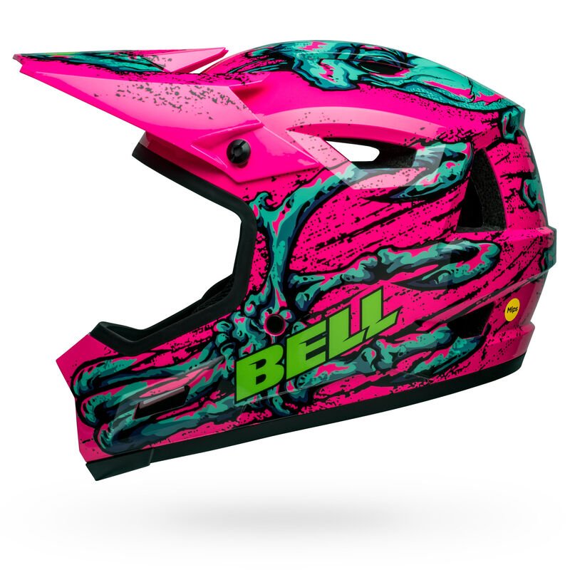 Bell Sanction 2 DLX Mips Helmet - Bonehead Gloss Pink/Turquoise - Back Bone BMX