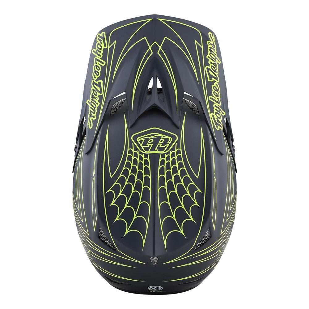 Troy Lee Designs D3 Fiberlite Helmet - Spiderstripe Grey/Yellow | Buy now at Australia's #1 BMX shop
