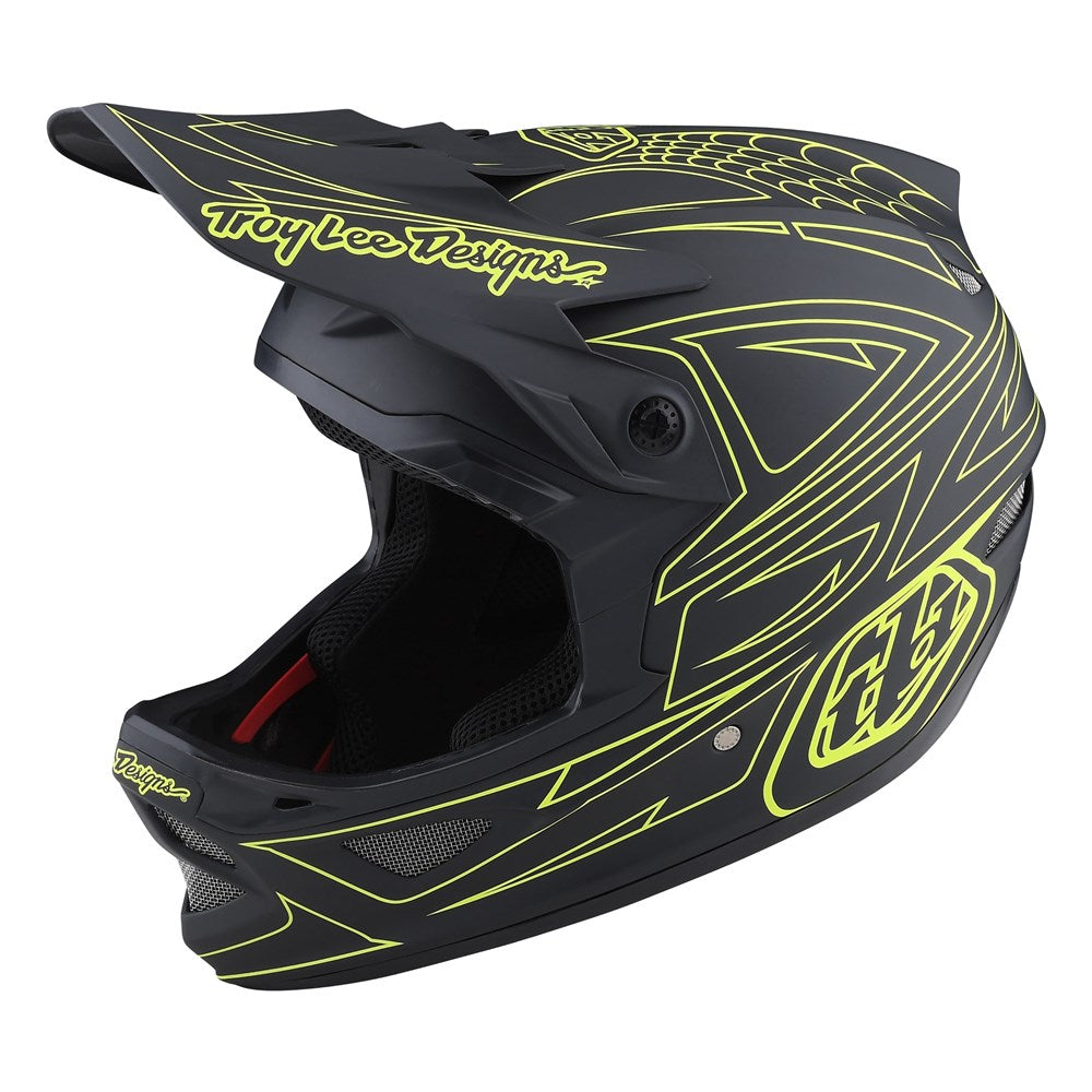 Troy Lee Designs D3 Fiberlite Helmet - Spiderstripe Grey/Yellow | Buy now at Australia's #1 BMX shop