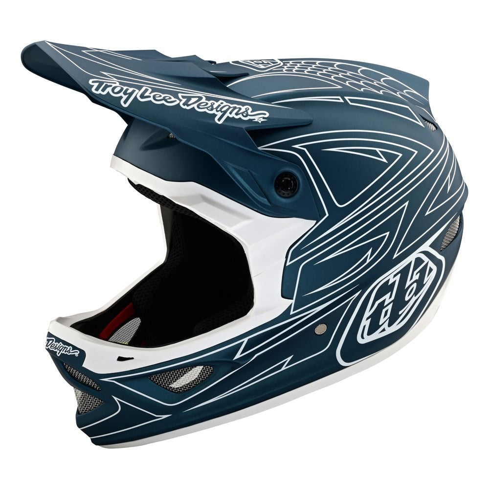 Troy Lee Designs D3 Fiberlite Helmet - Spiderstripe Navy | Buy now at Australia's #1 BMX shop