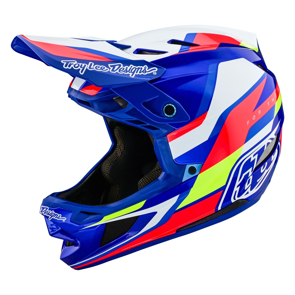 Troy Lee Designs D4 Composite Mips Helmet (2024) - Omega White/Blue | Buy now at Australia's #1 BMX shop