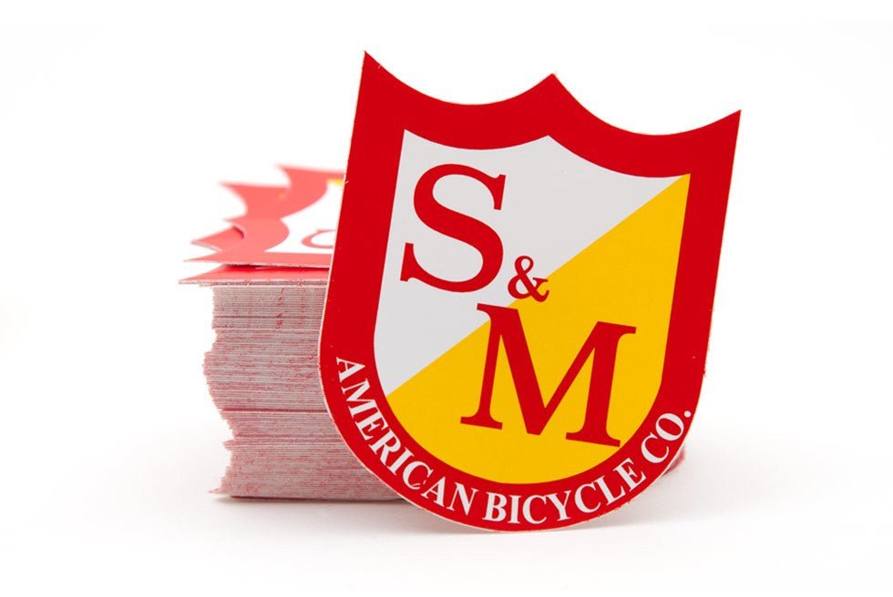 S&M Shield Sticker - Red/Yellow/White Medium | Buy now at Australia's #1 BMX shop