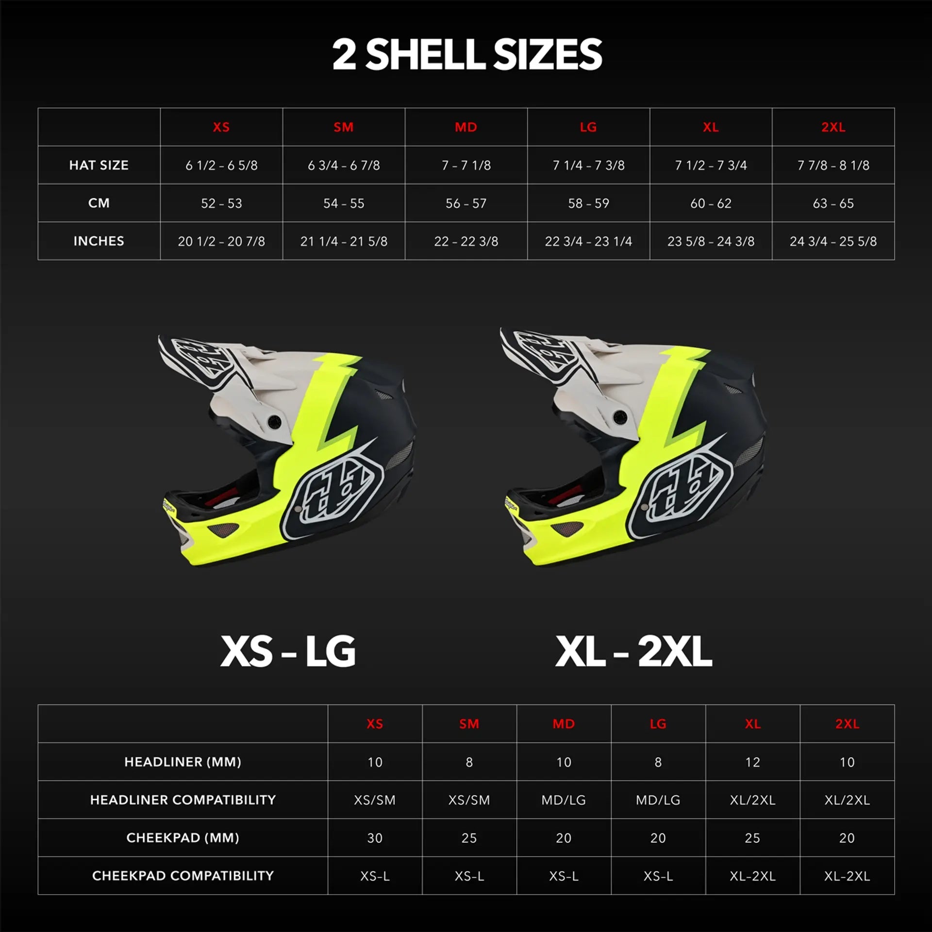 Troy lee 2024 designs helmet sizing
